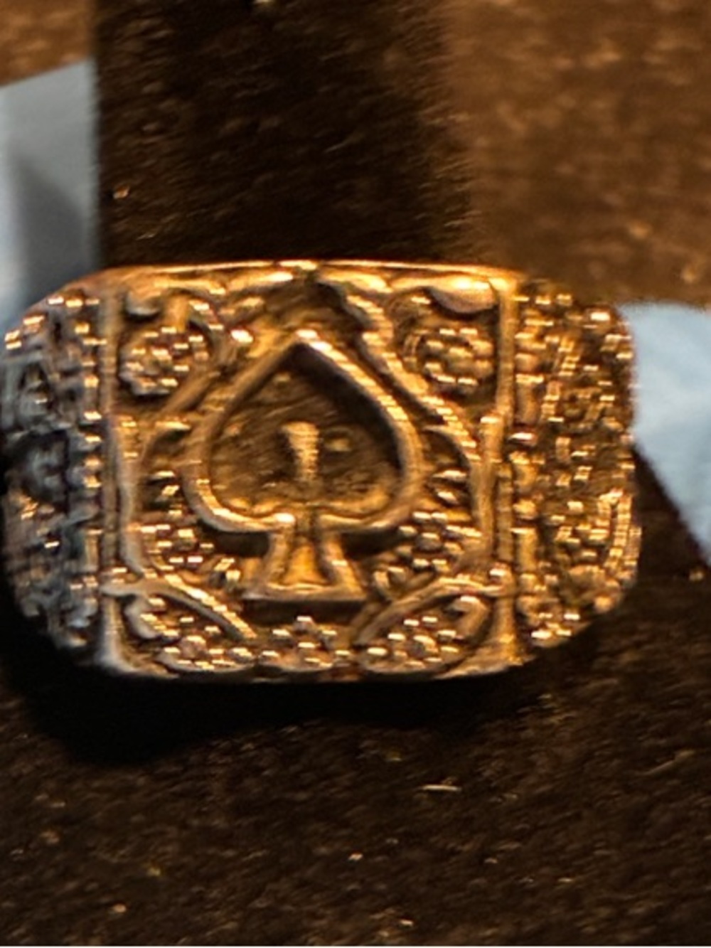 Men's Black Silver-Tone Spade Signet Ring